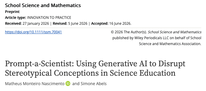 New Paper Published in School Science and Mathematics