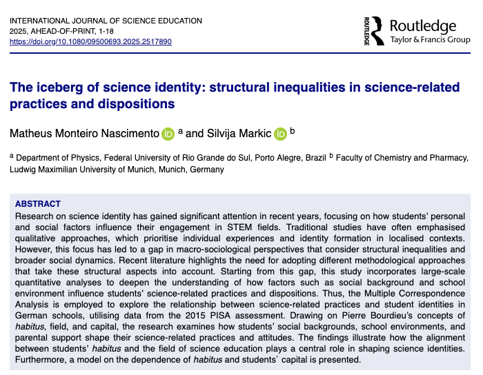 New Paper Published in International Journal of Science Education